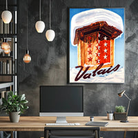 Valais Winter Chalet Art Print Cultural or Heritage Poster PosterGoat