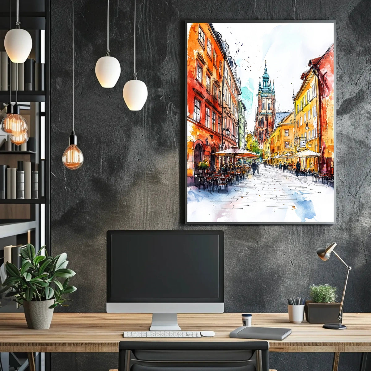 Poland Krakow Old Town and St Marys Basilica Poster