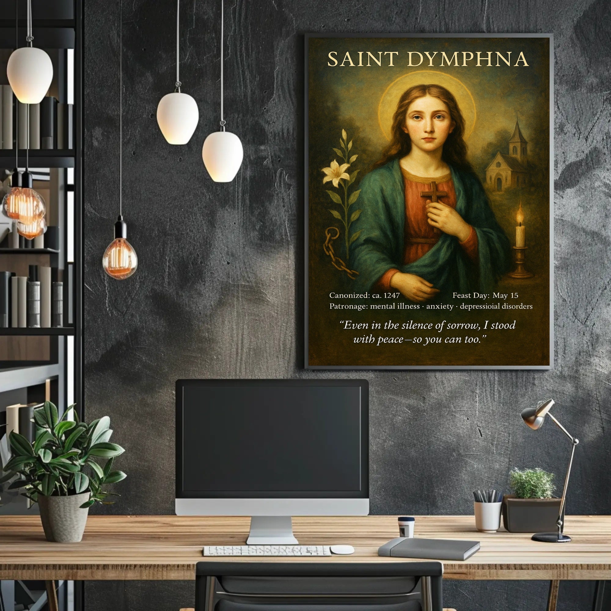 Saint Dymphna Patron of Mental Health Poster PosterGoat