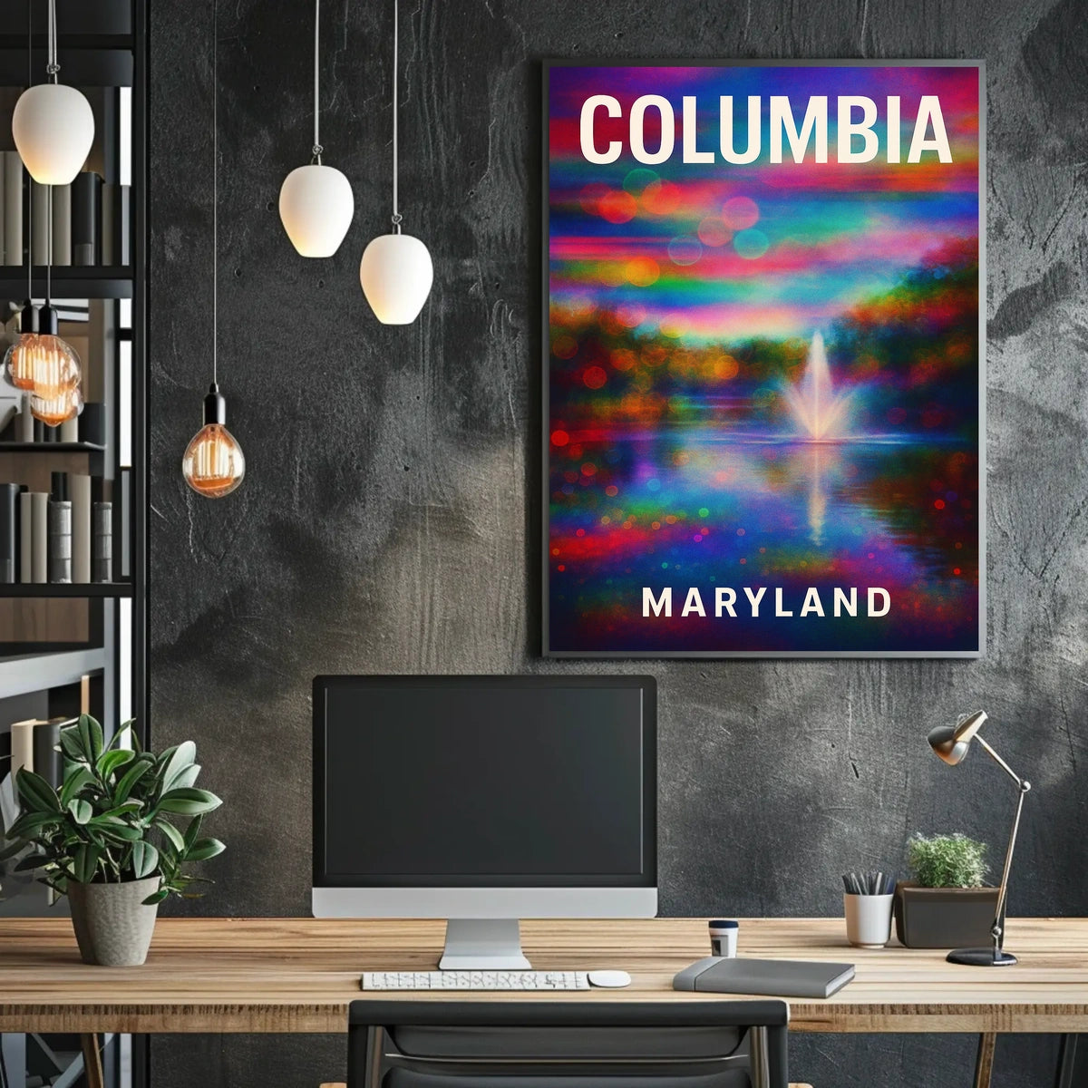 Columbia Maryland Scenic Minimalist Digital Painting Poster