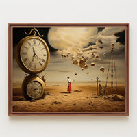 Surreal Dreamscape with Moon and Clocks - Fantasy Poster