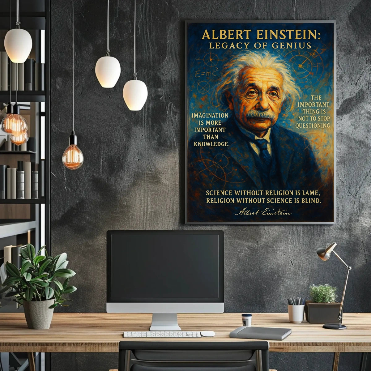 Albert Einstein Inspirational Vintage Art Poster Print