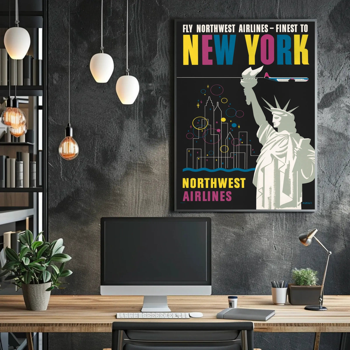 Fly Northwest Airlines Poster Vintage Travel Wall Art