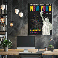 Fly Northwest Airlines Poster Vintage Travel Wall Art