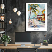 Belize Coastal Serenity Watercolor Travel Poster PosterGoat