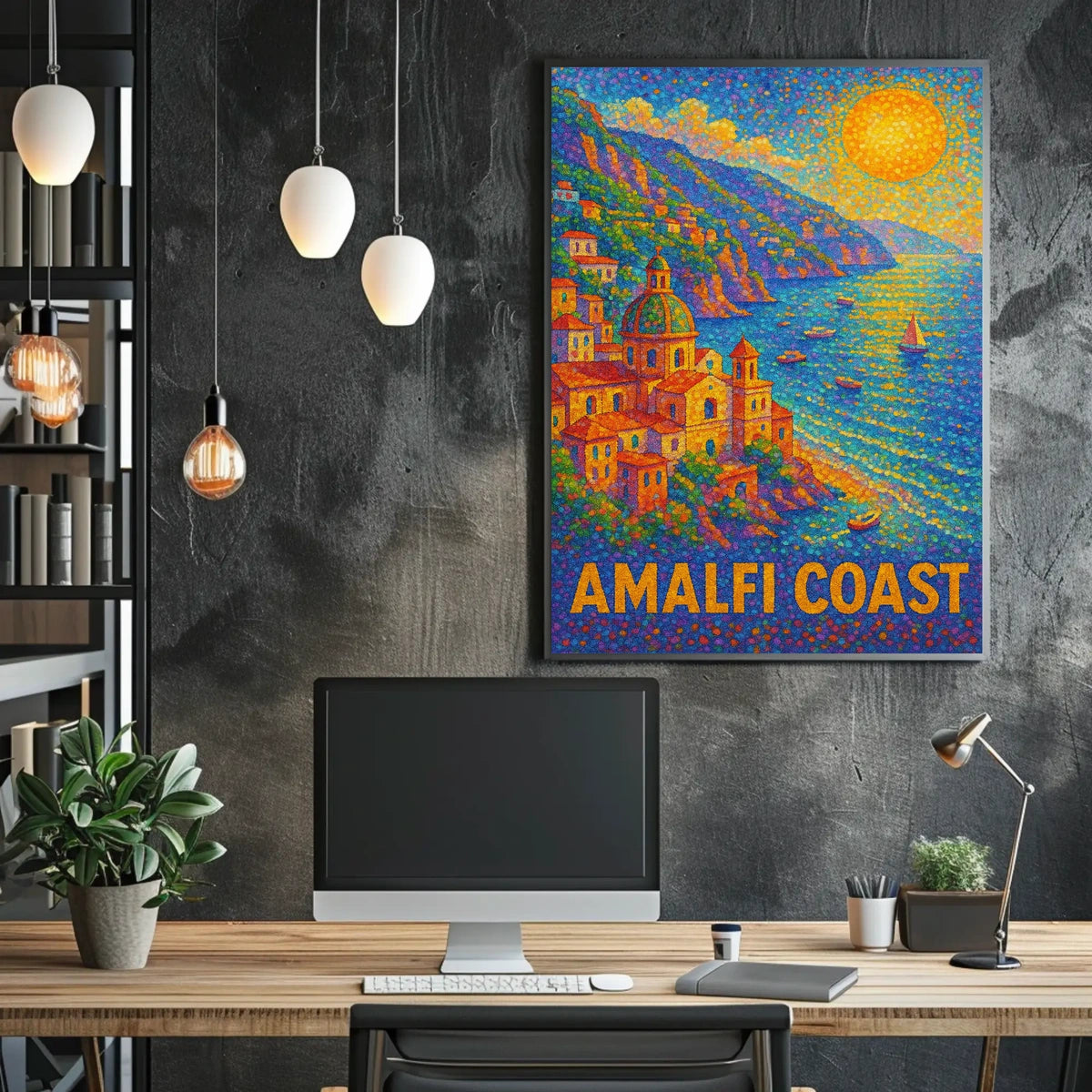 Amalfi Coast Poster Wall Art for Coastal Home Decor