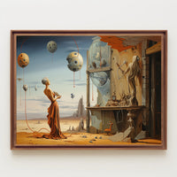 Surreal Desertscape with Futuristic Figure: Artistic Poster