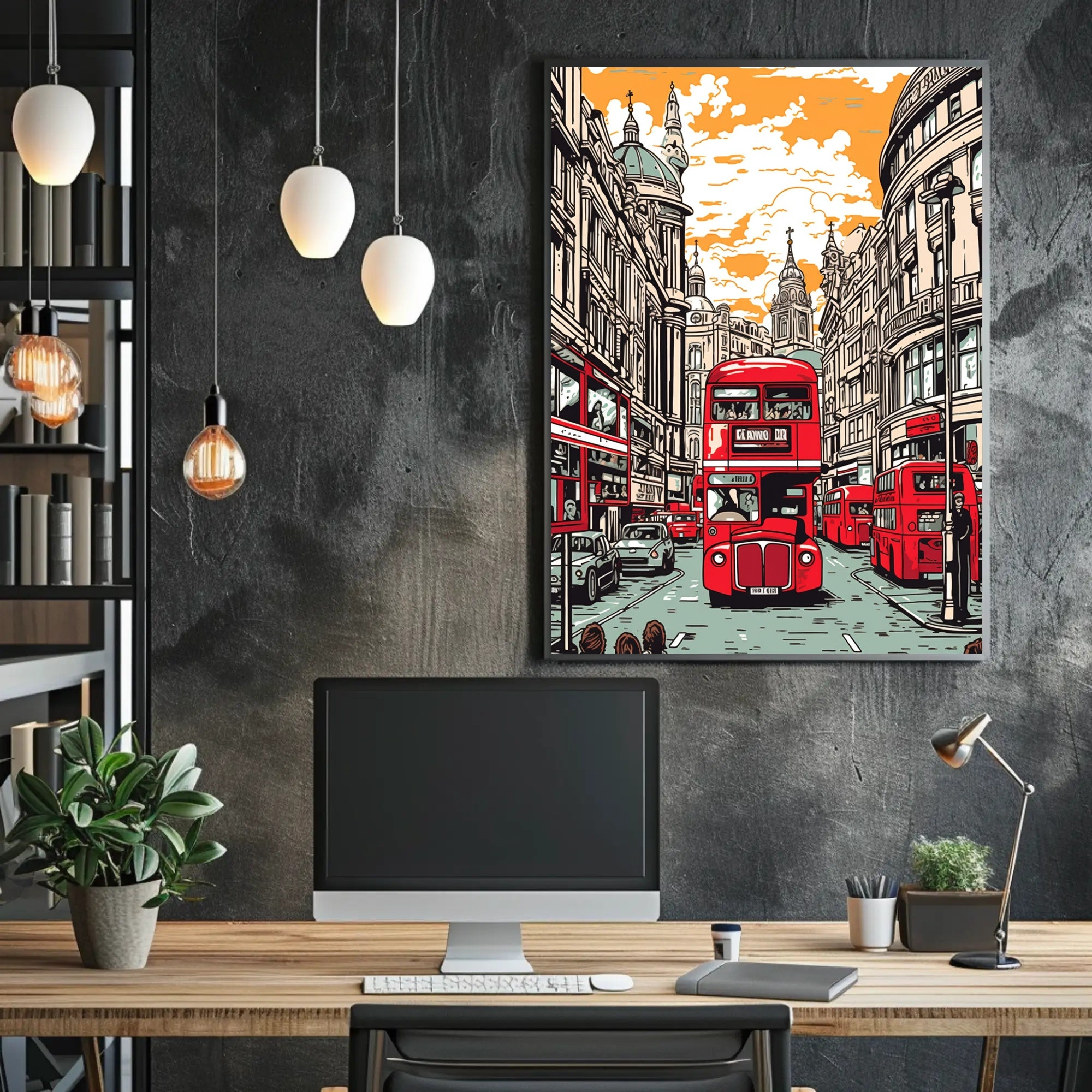 Vintage London Cityscape Poster