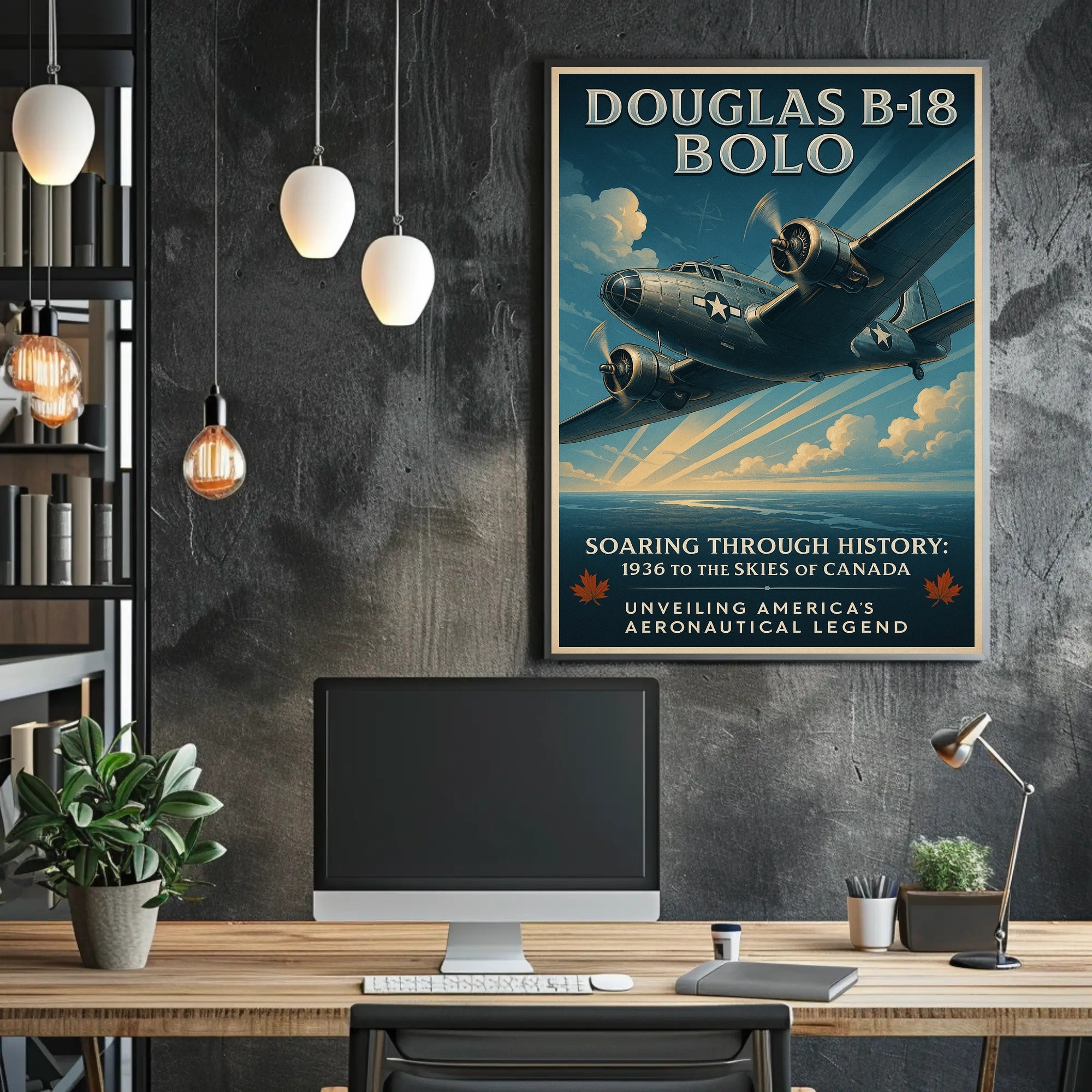 Douglas B18 Bolo Vintage Poster Print Aviation Wall Art