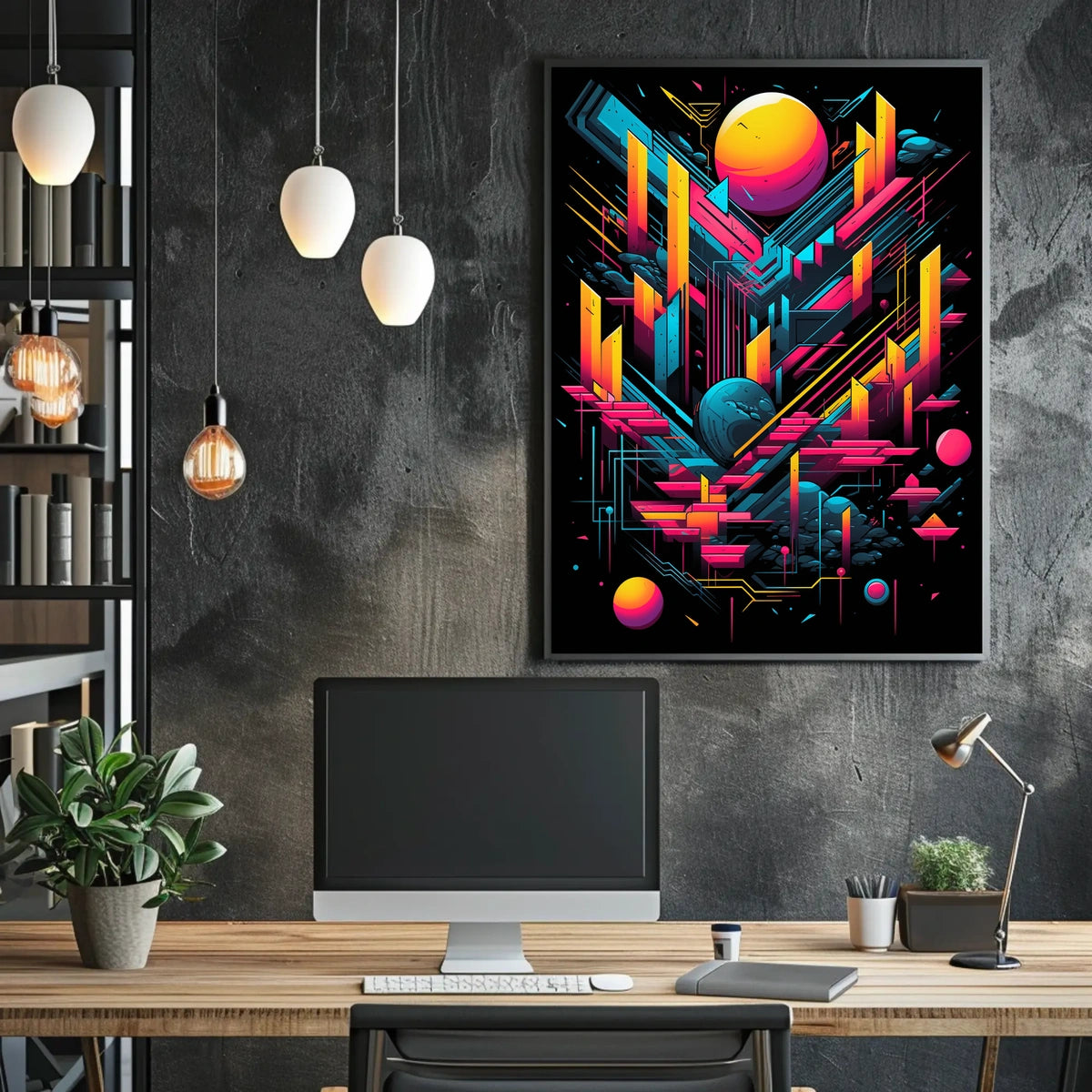 Neon Geometric Cosmos Poster