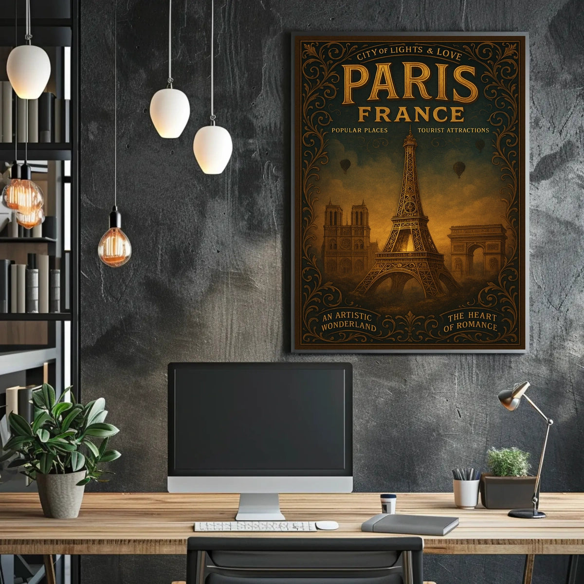 Paris City of Lights Vintage Travel Poster