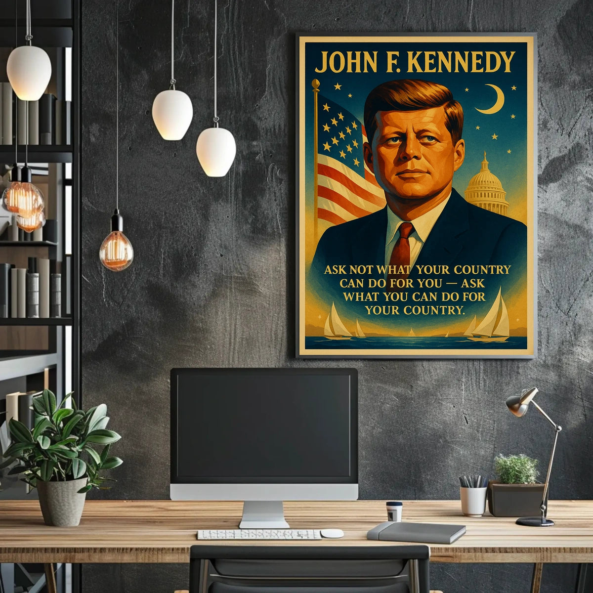 Patriotic Leadership Poster: Vintage American Inspiration Art