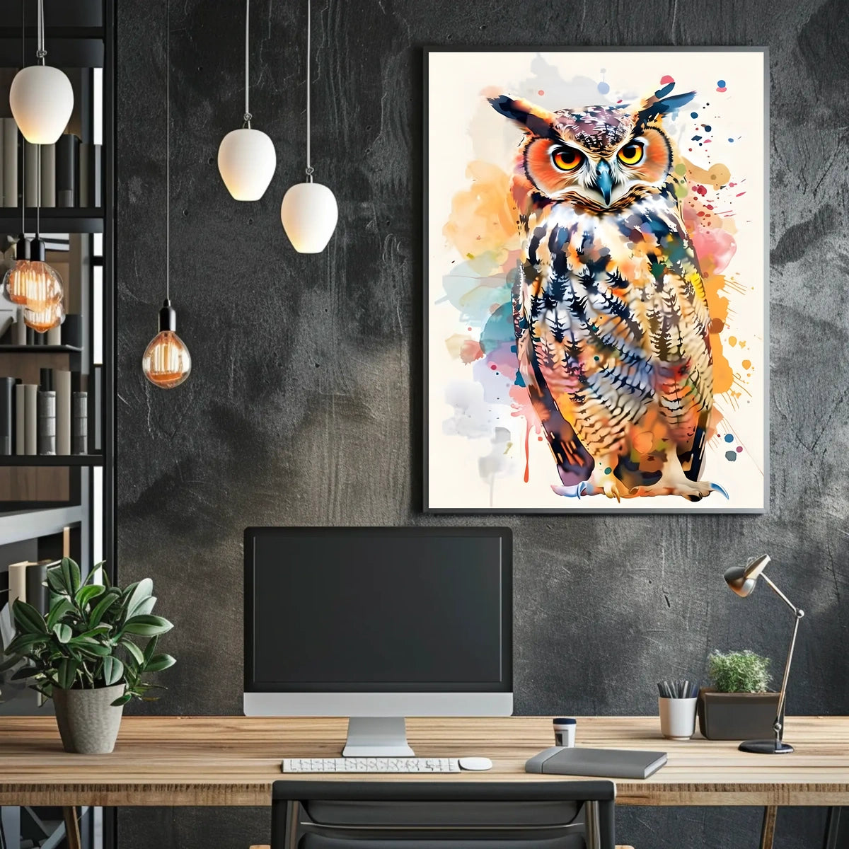 Vibrant Owl Art Poster