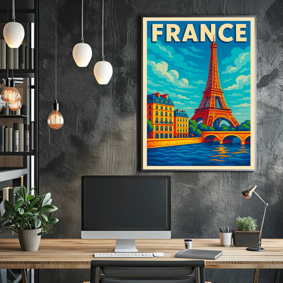 France Eiffel Tower Illustration Poster