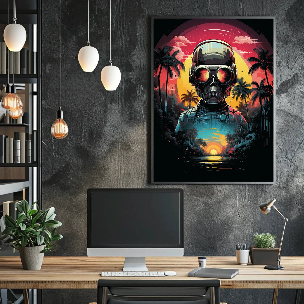 Futuristic Explorer At Sunset Poster
