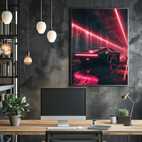 Futuristic Cyberpunk Car Poster: Neon Tunnel Vision PosterGoat