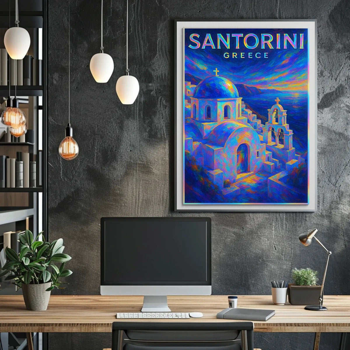 Santorini, Greece A Vibrant Escape Poster