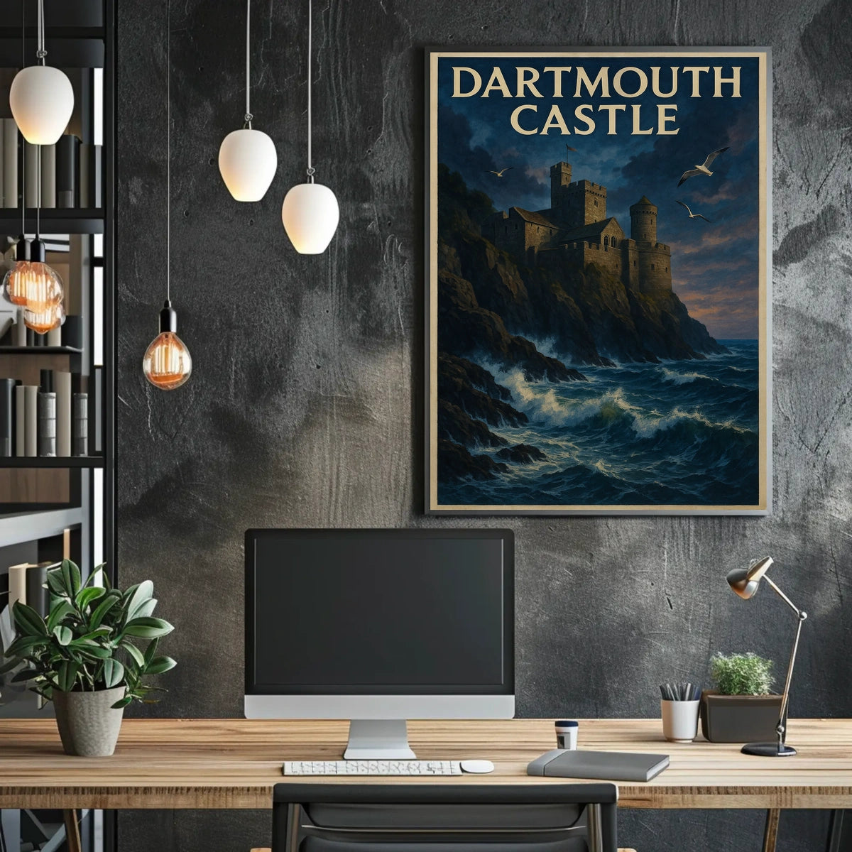 Dartmouth Castle Sunset on the Cliffs Travel Poster