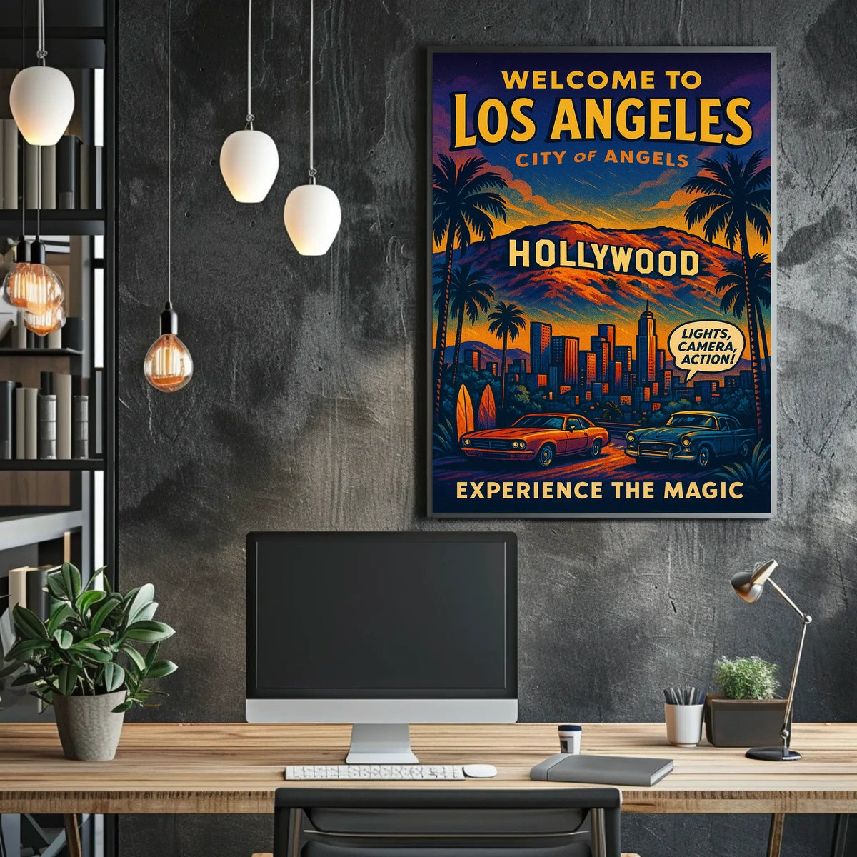 Vintage Los Angeles Poster: Hollywood Glamour & Classic Cars