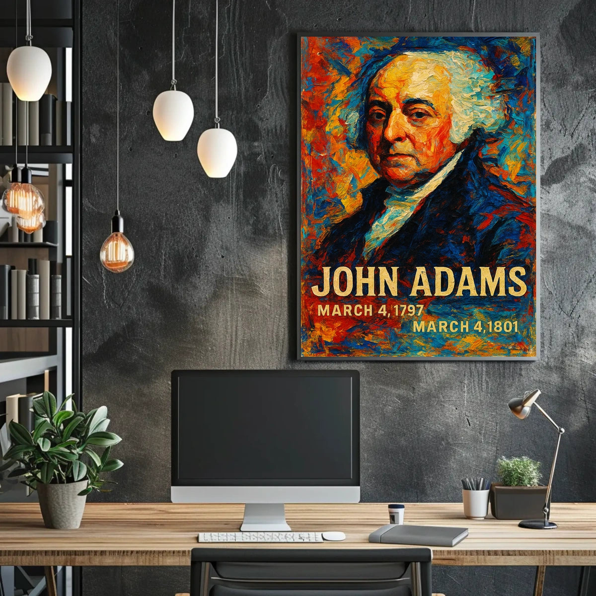 John Adams 2nd President of the United States Glitch Hop Art Poster