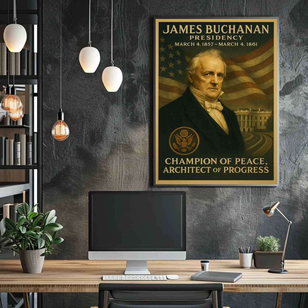 James Buchanan Presidential Era Vintage Design - Historical Poster