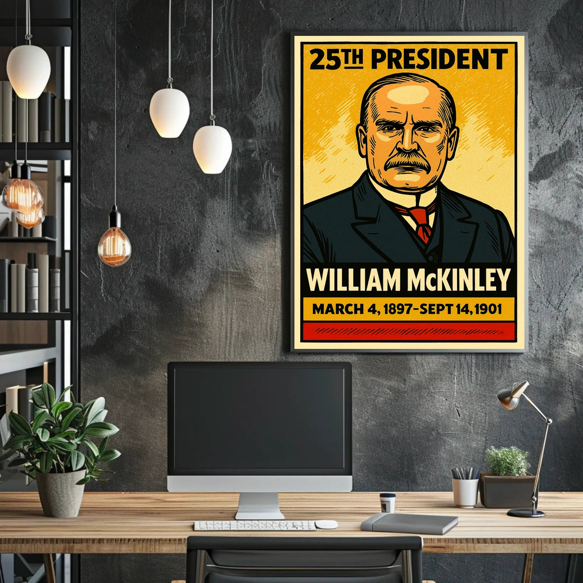 William McKinley 25th President of the United States Inked Comic Style Poster