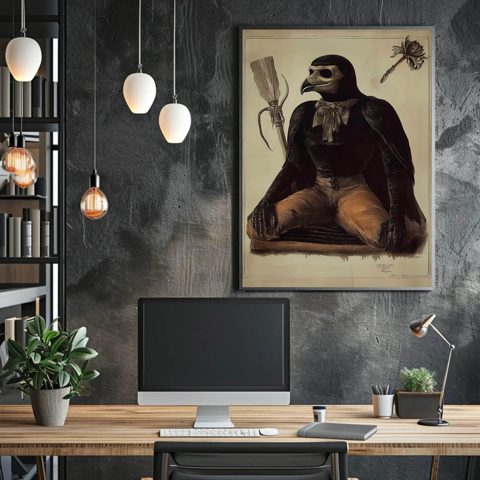 Anthropomorphic Bird Figure in Surrealistic Fantasy Mythology Poster PosterGoat