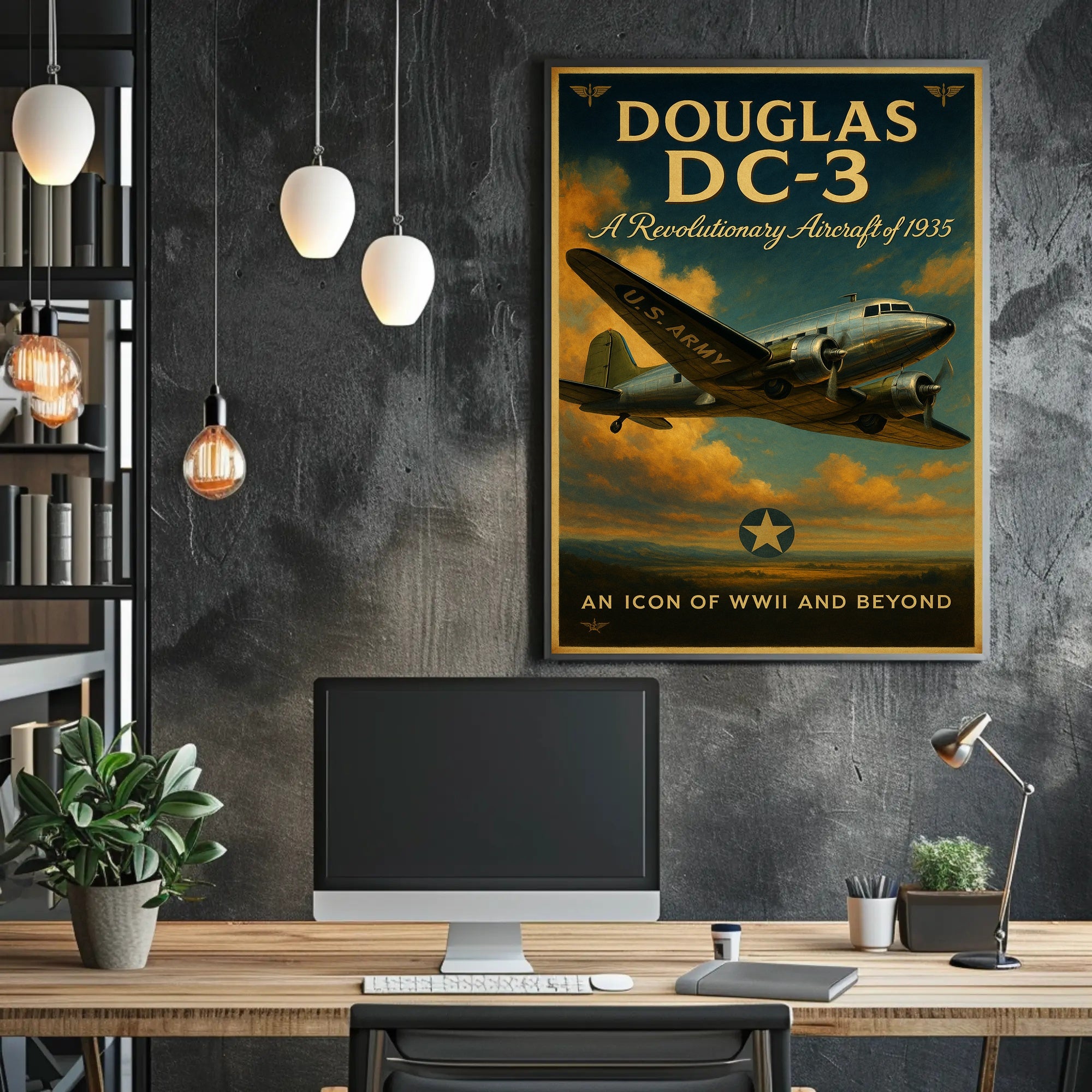 Douglas DC-3 Vintage Aircraft Poster Print