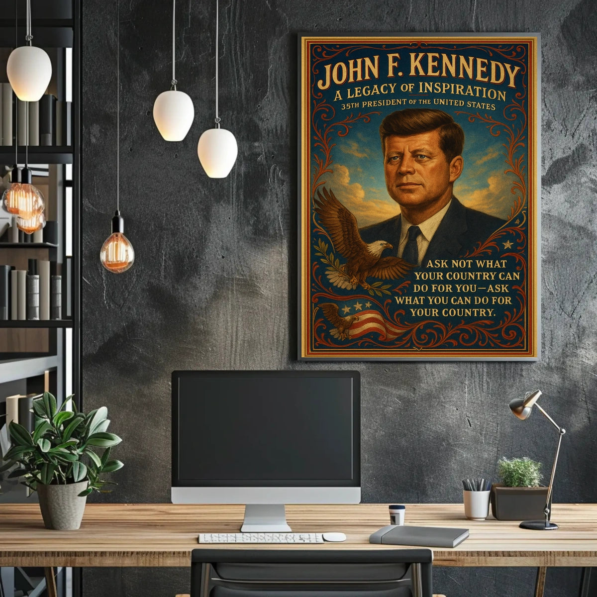 John F. Kennedy Vintage Patriotic Poster Art Print