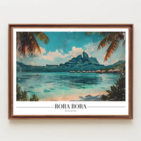 Bora Bora Vintage Travel Illustration Poster