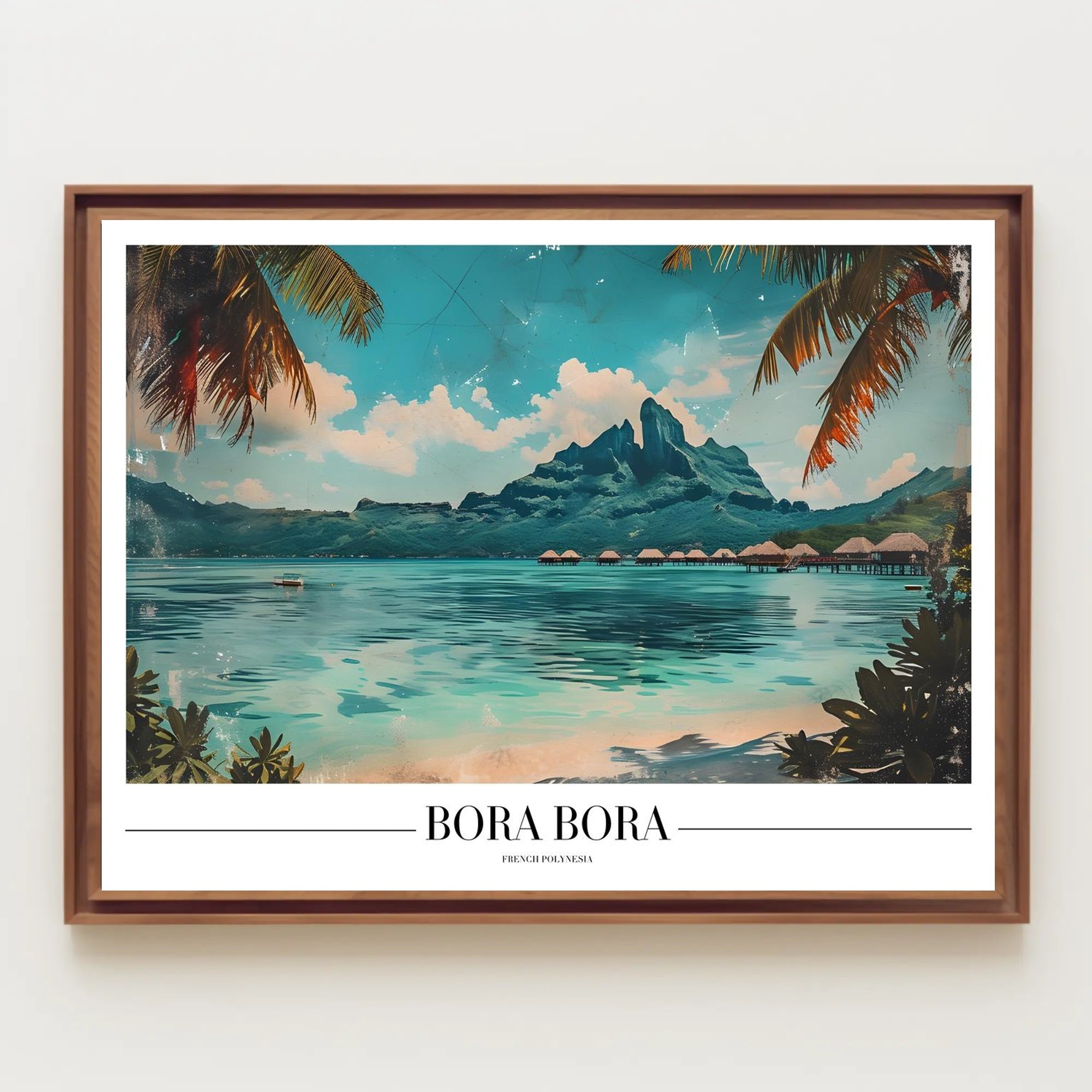 Bora Bora Vintage Travel Illustration Poster