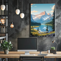 Glacier National Park Travel Poster Vintage Print