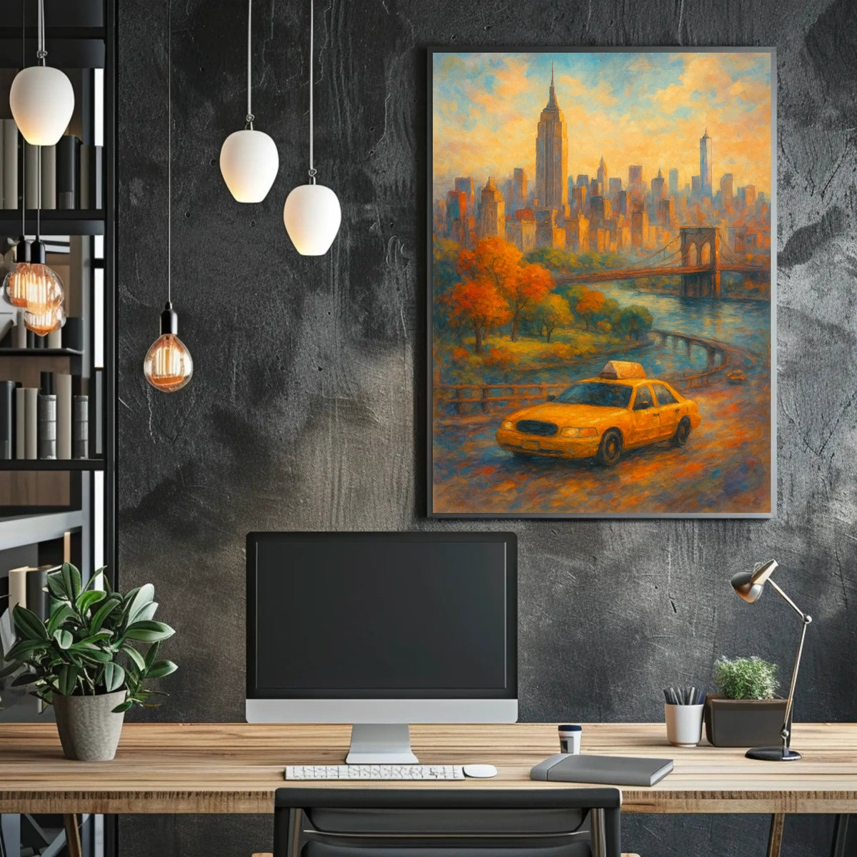 New York City Autumn Impressionism Poster Abstract Wall Art