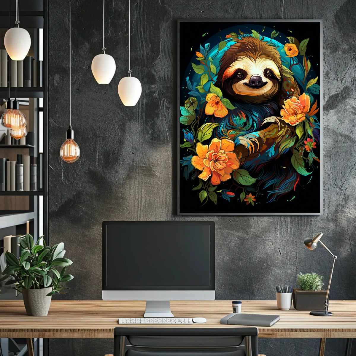 Enchanted Sloth In Bloom Poster