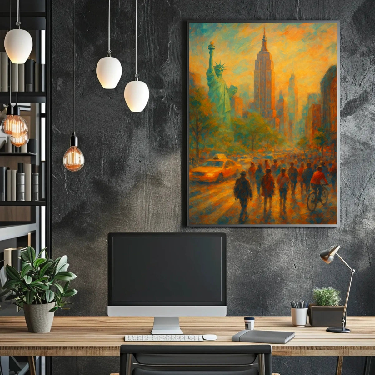 New York Cityscape Poster Abstract Urban Travel Wall Art