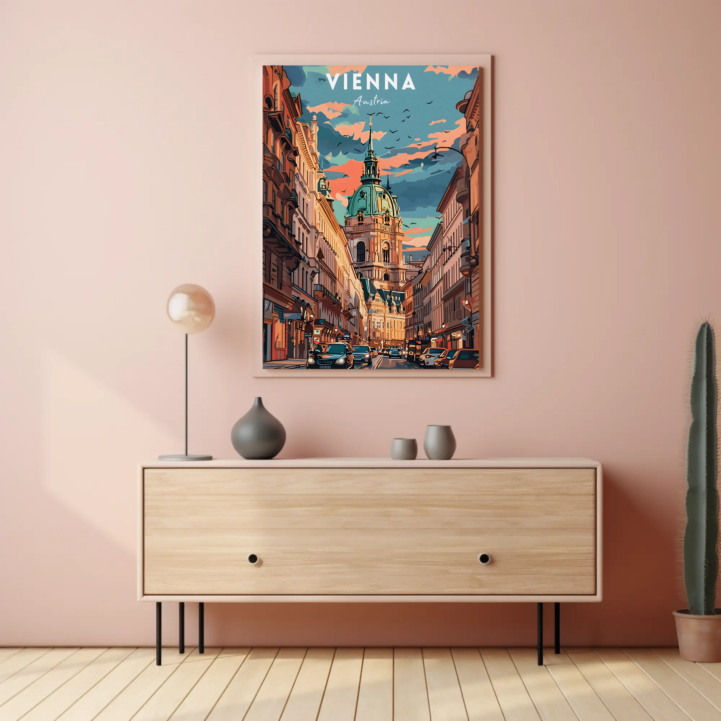 Vienna Cathedral Sunset Travel Poster