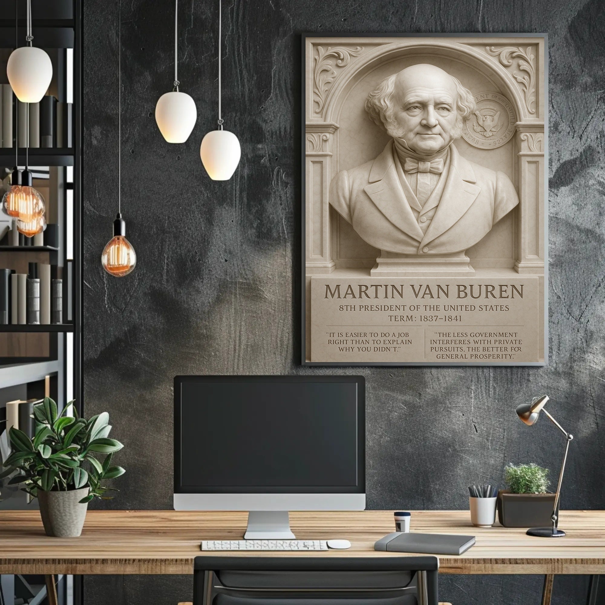 Martin Van Buren Bust Vintage Historical Presidential Poster