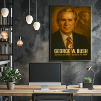 George W Bush Poster Vintage Analog Film Aesthetic Presidential Portrait Wall Art Print for History Fans
