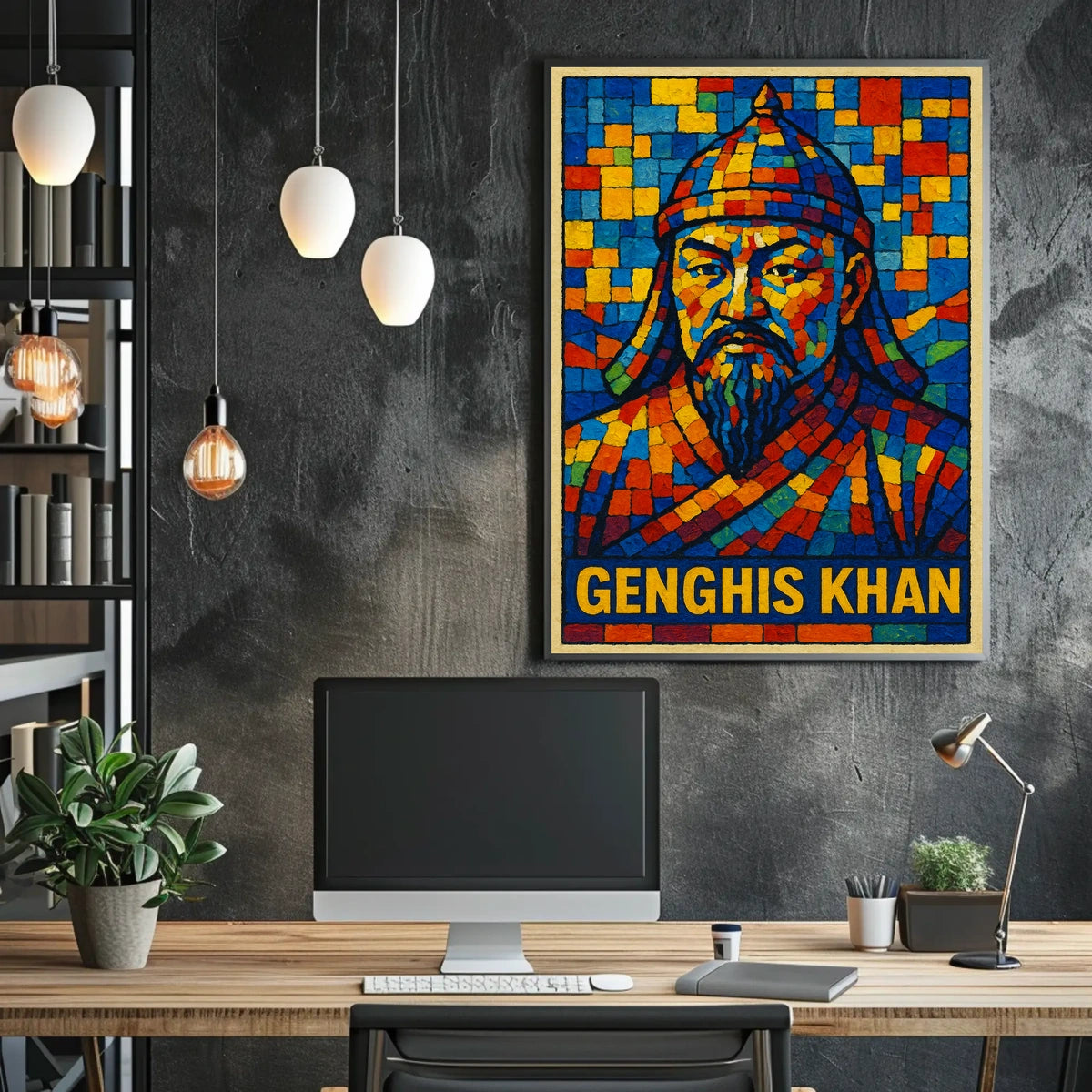 Genghis Khan Mosaic Portrait Poster