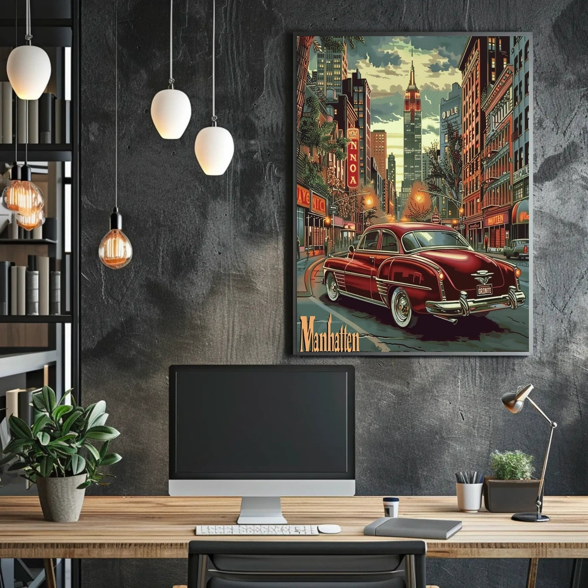 Midcentury Manhattan City Streets Poster Vintage Wall Art