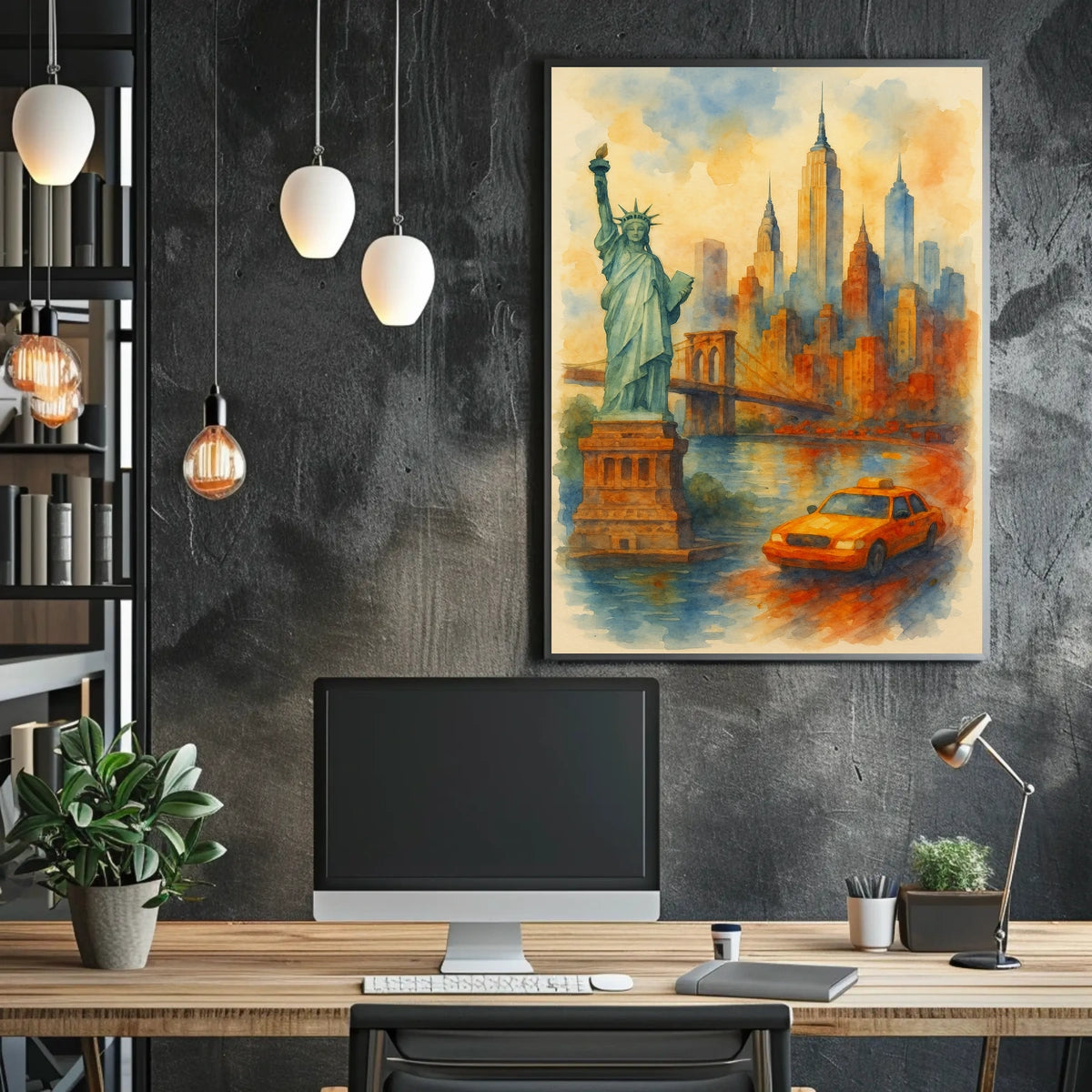 New York City Dreams Watercolor Poster