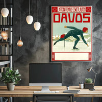 Vintage Davos Ice Skating Event Sports Poster PosterGoat