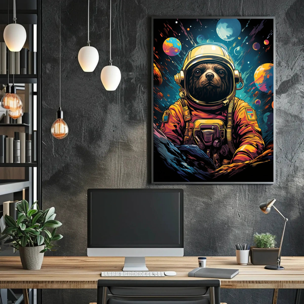Cosmic Canine Adventure Vibrant Kids Poster