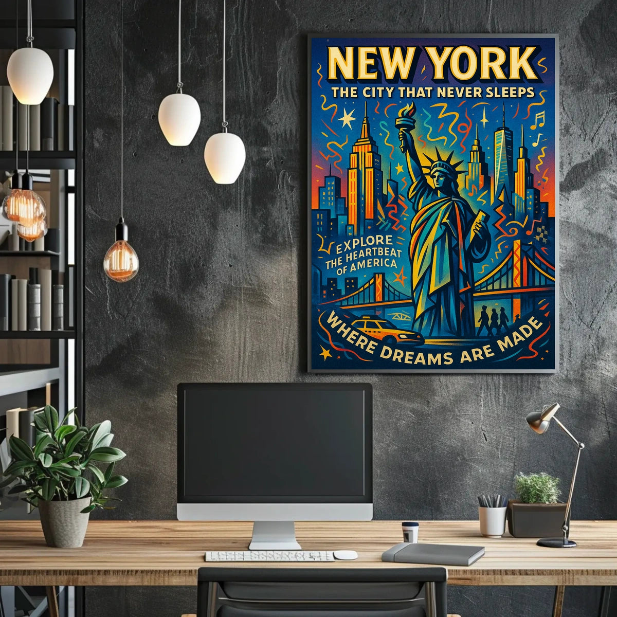 New York City Vibrant Adventure Poster Retro Wall Art