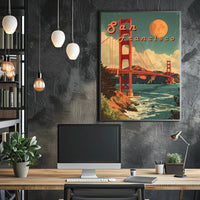 Golden Gate Bridge Retro San Francisco Travel Poster