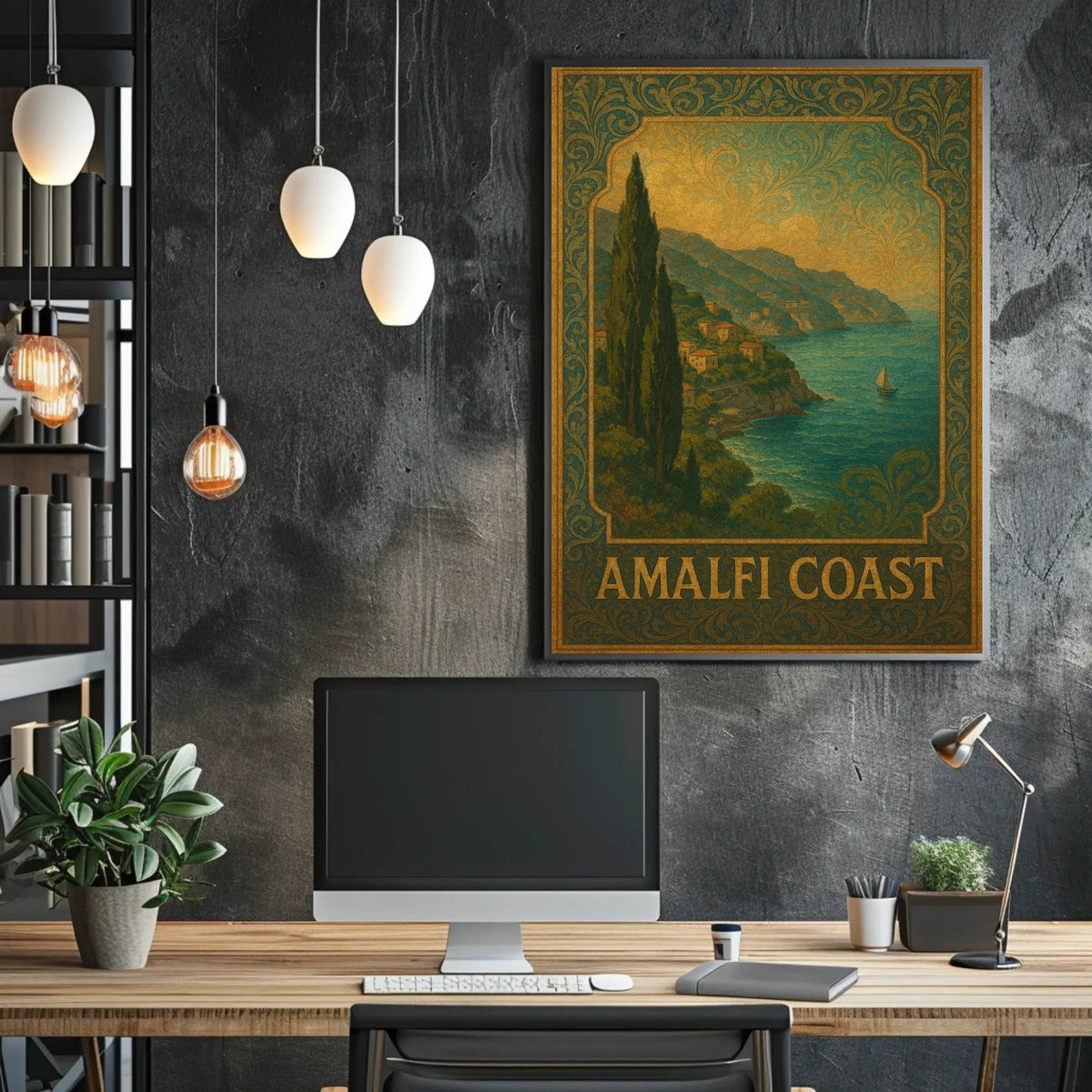 Amalfi Coast Poster Wall Art 18x24 Coastal Scene Art Print