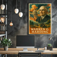 Warren G. Harding 29th President of the United States Layered Digital Collage Poster
