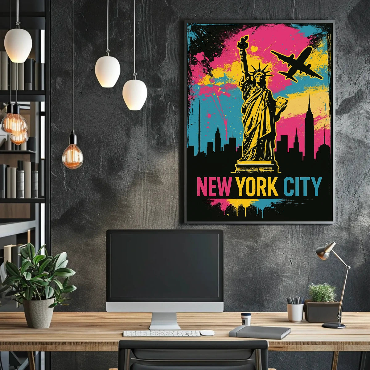 Statue Of Liberty NYC Skyline Poster Abstract Wall Art