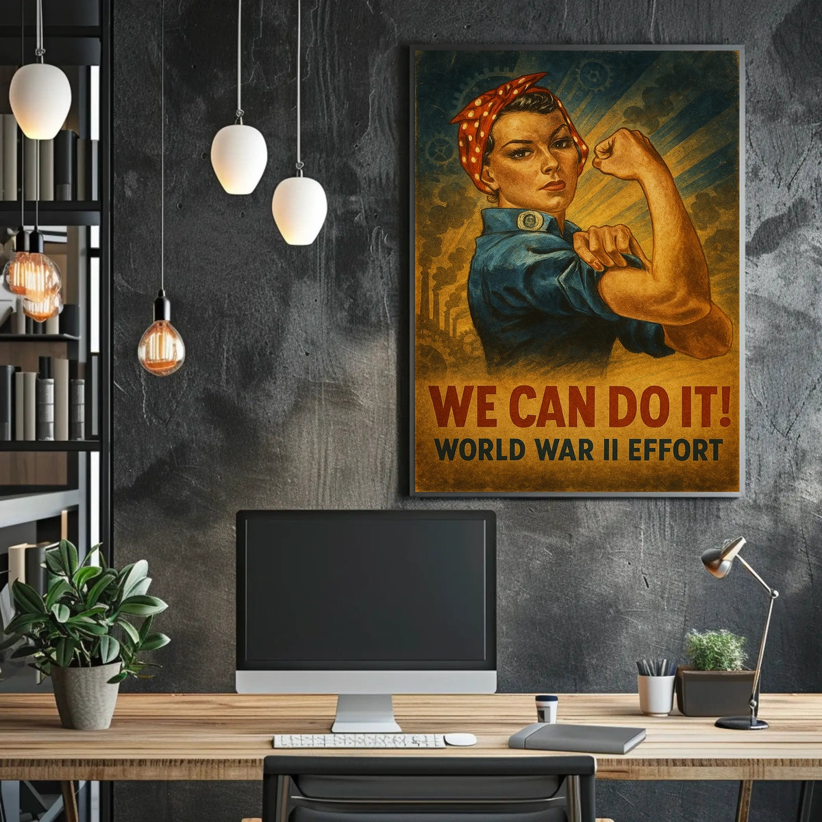 Empowerment in WWII Vintage Strong Woman Poster