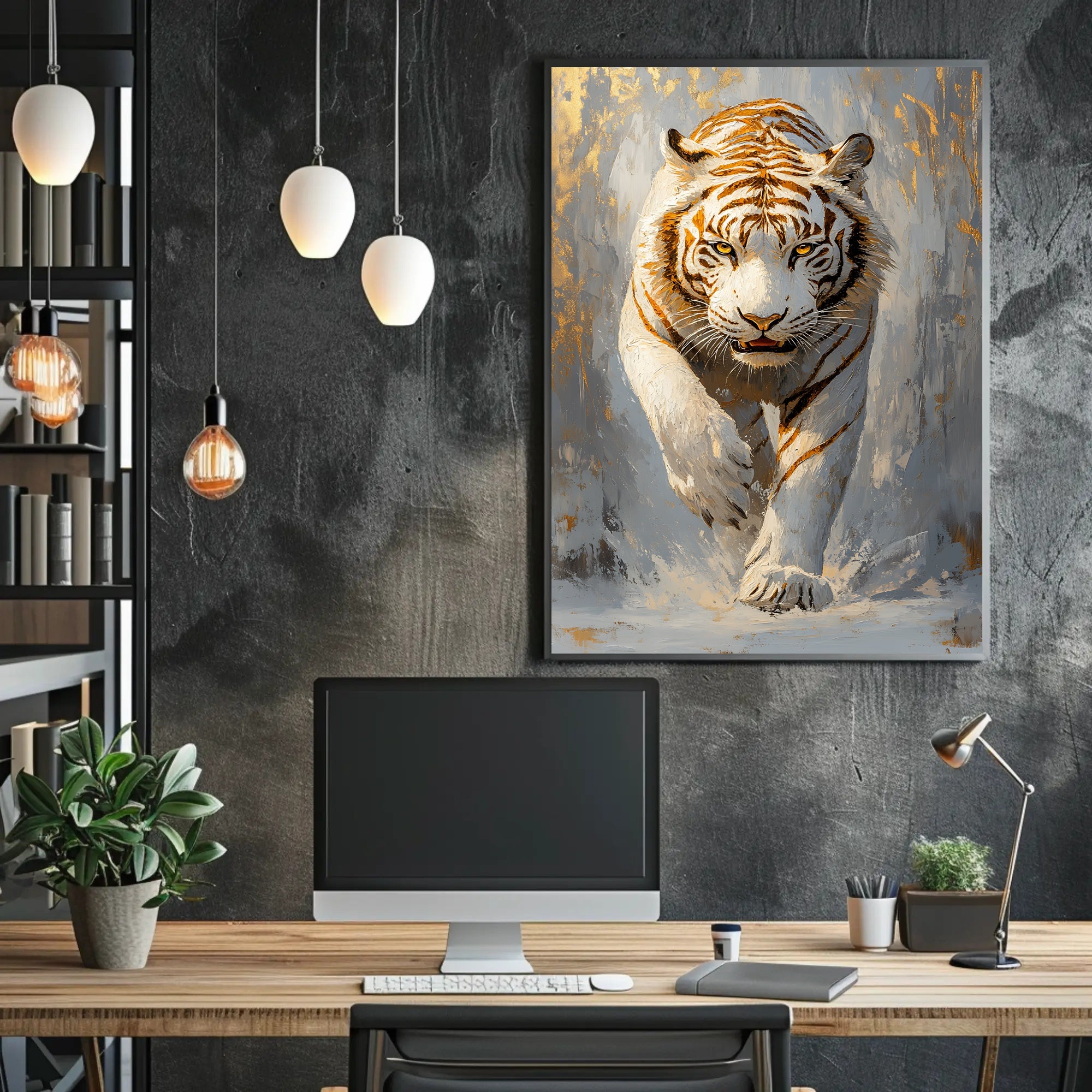 Majestic White Tiger Artistic Animal Poster